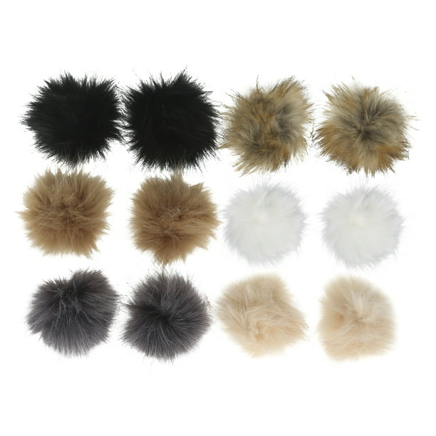 White Fluffy Pom-Pom Faux Fox Fur Large Keychain Gift Hat 5.0 in